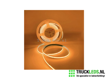 5 meter COB neon LED strip 12v oranje.