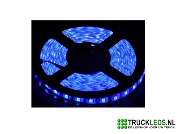 5 meter LEDstrip 24v waterproof Blauw.