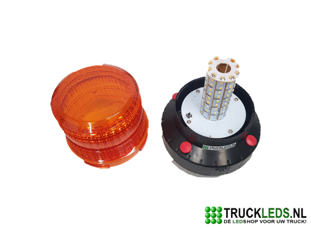 Draagbaar Oranje LED zwaailicht met batterij en magneet/zuignap.
