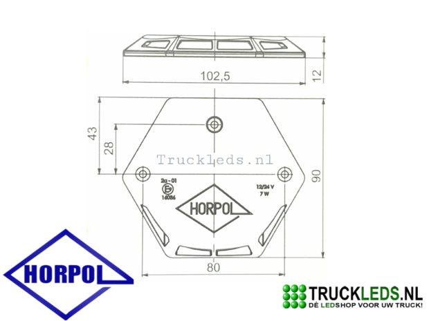 LED laadklep verlichting 7w 180 oranje.