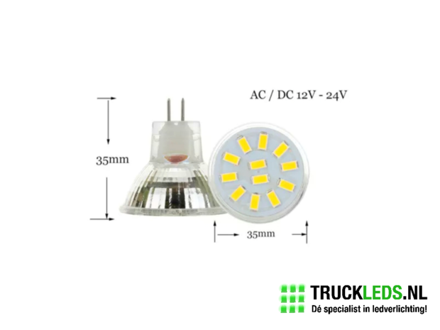 MR11- GU4 3w 4000K 10~30v.