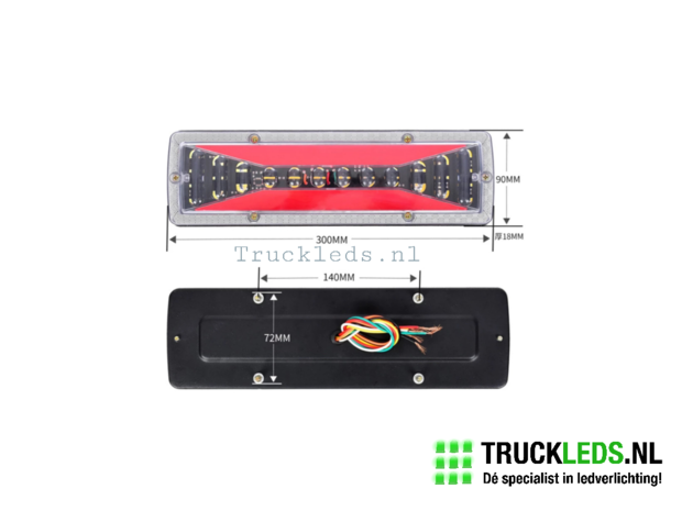 LED Trailer achterlicht 24v Lang dynamisch.