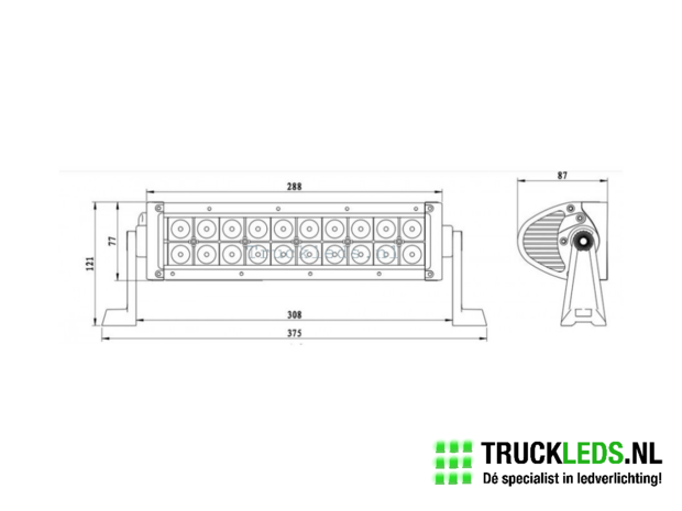 LED bar 60W 37,5cm.