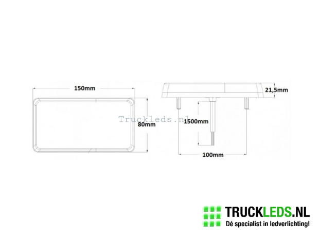 LED aanhanger achterlicht rechthoek.