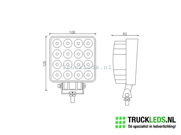 LED werklamp 48 Watt vierkant.